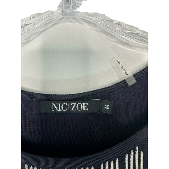 Nic + Zoe Blue White Office Business Stretch Sleeveless Shift‎ Dress Size Medium - Picture 3 of 10